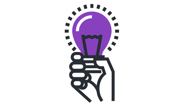 Hand with lightbulb