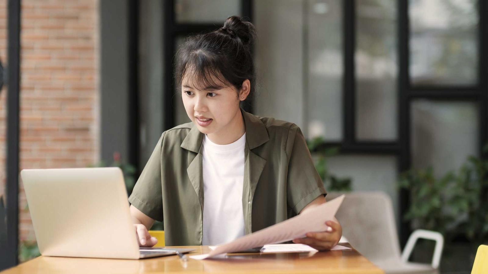 Student working at laptop
