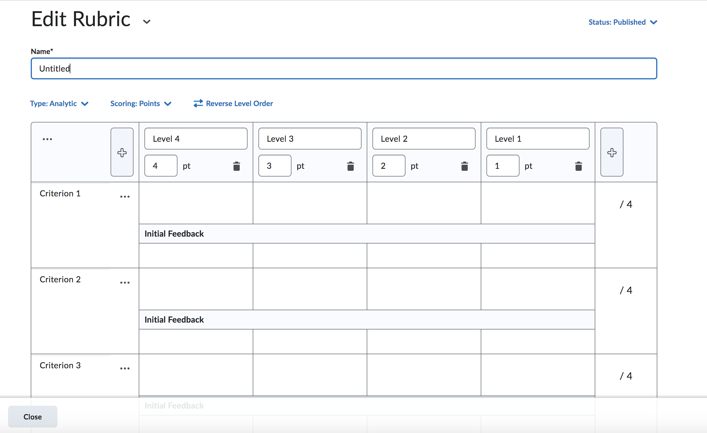blank rubric