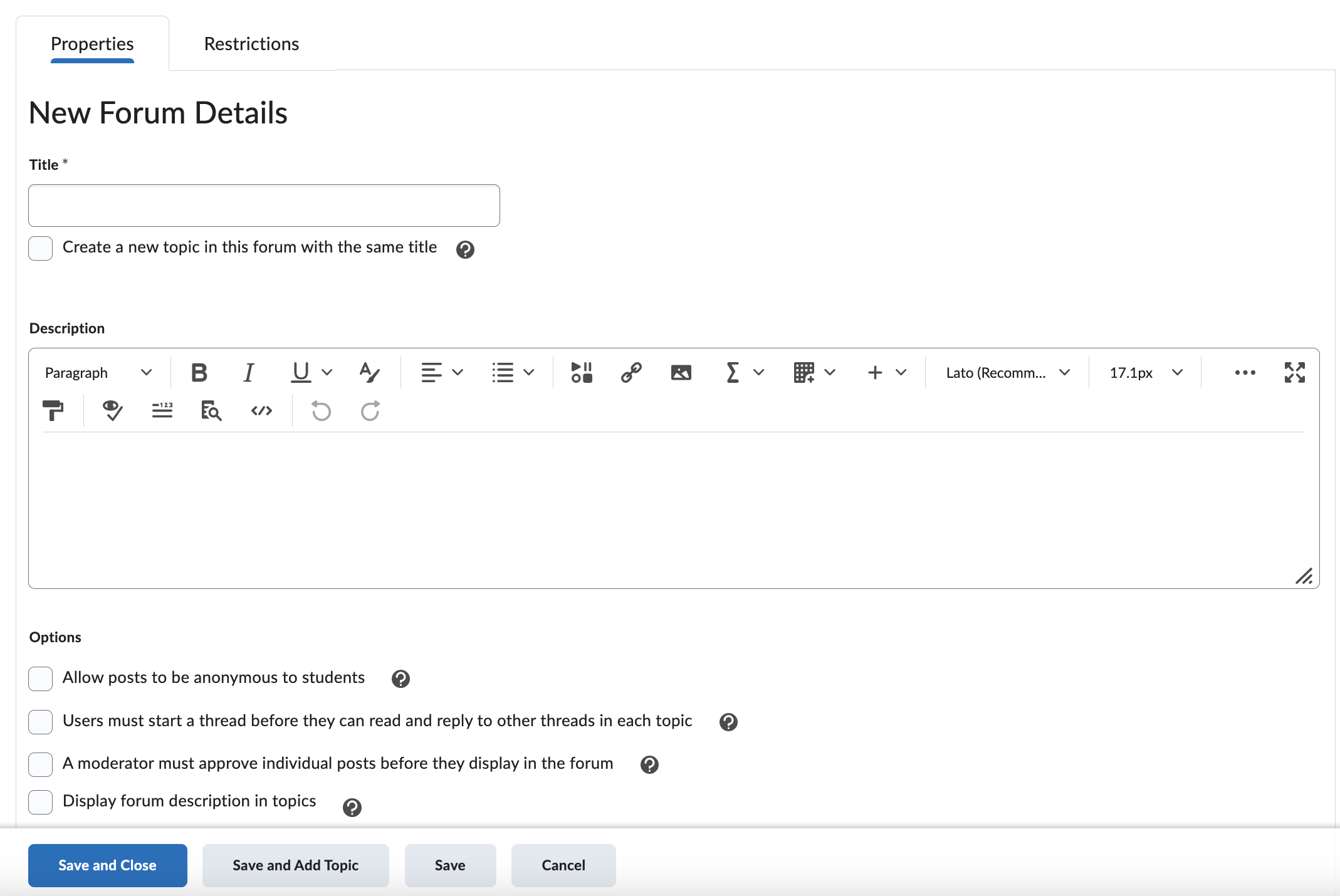 new forum details