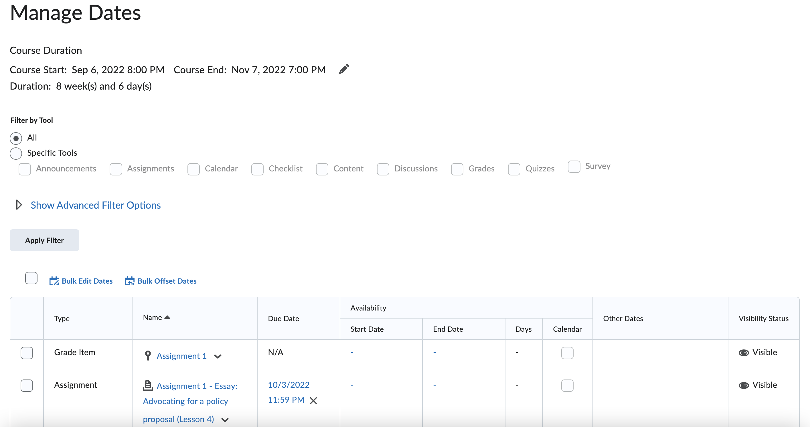 manage dates