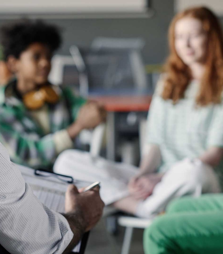 Patients speaking with a health counselor